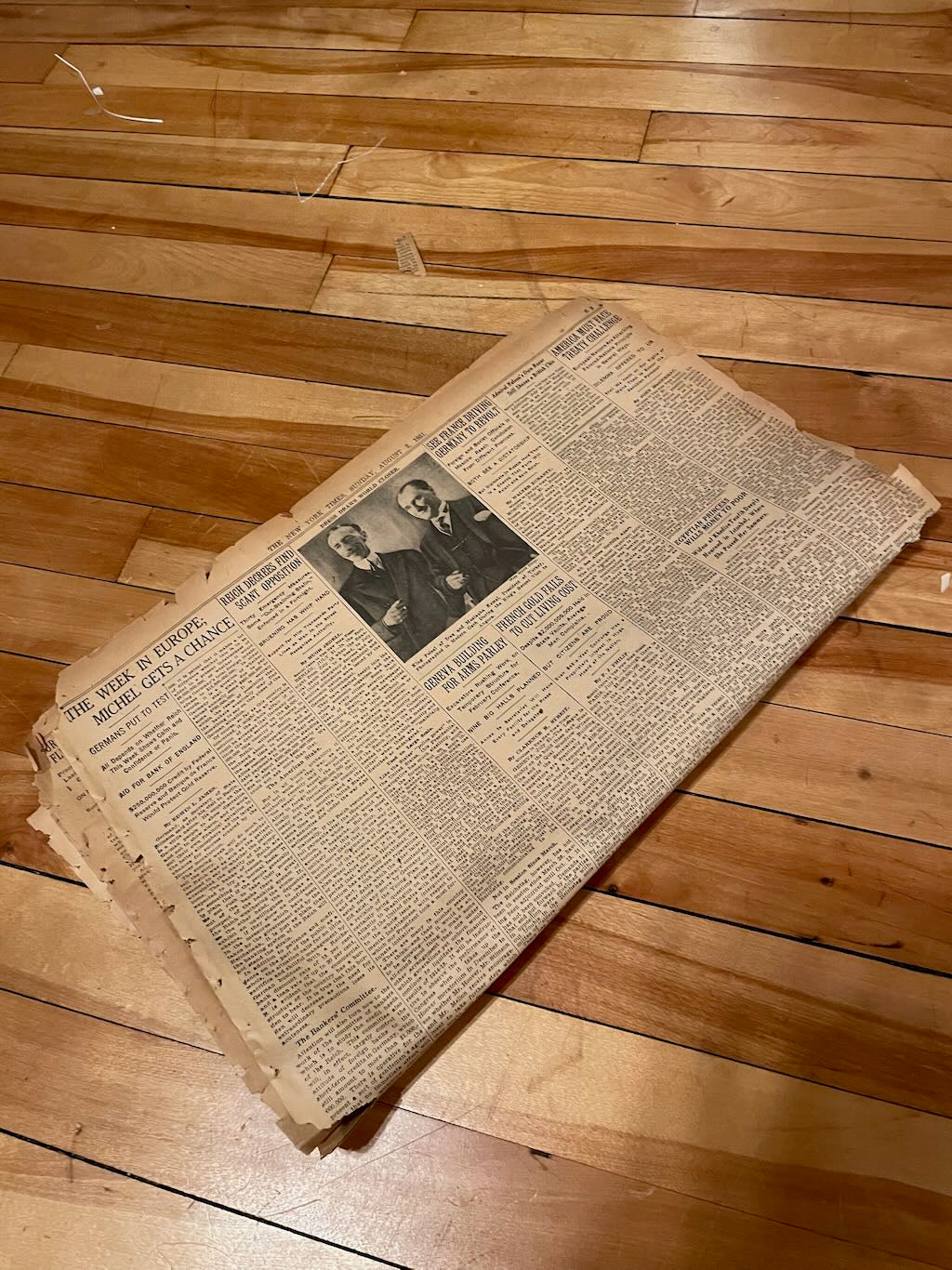 1/8 pound (two ounces) of original 1931 New York Times newsprint