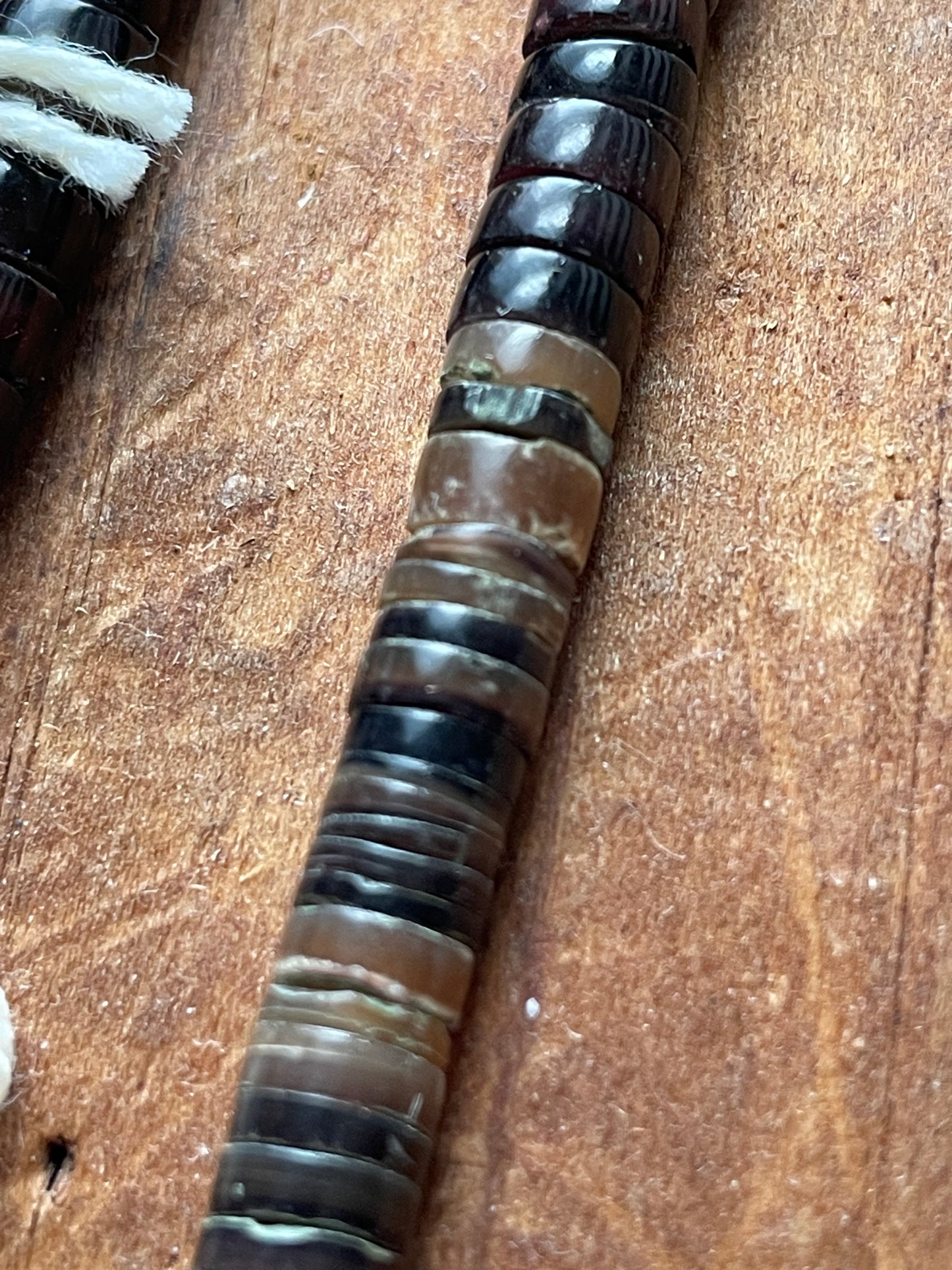 Vintage natural pen shell heishi beads • NOS organic jewelry supply