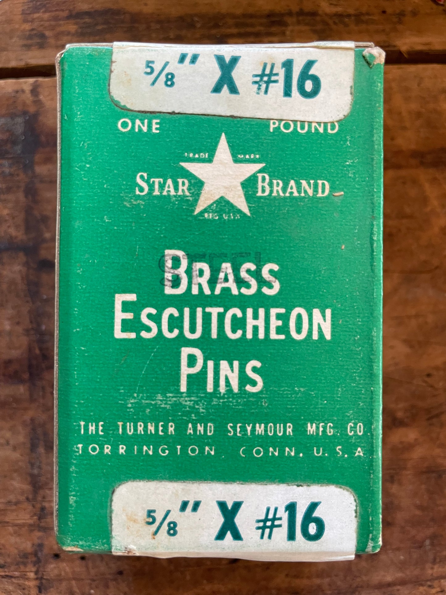 Vintage Steel Escutcheon Pins • #16 (5/8") • Star Brand • Turner & Seymour Mfg. Co. • New Old Stock • Made in U.S.A.