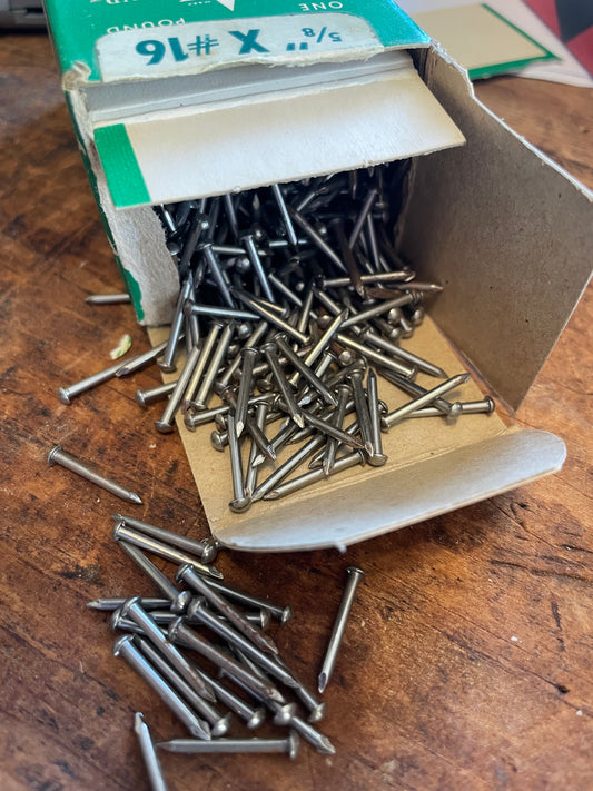 Vintage Steel Escutcheon Pins • #16 (5/8") • Star Brand • Turner & Seymour Mfg. Co. • New Old Stock • Made in U.S.A.
