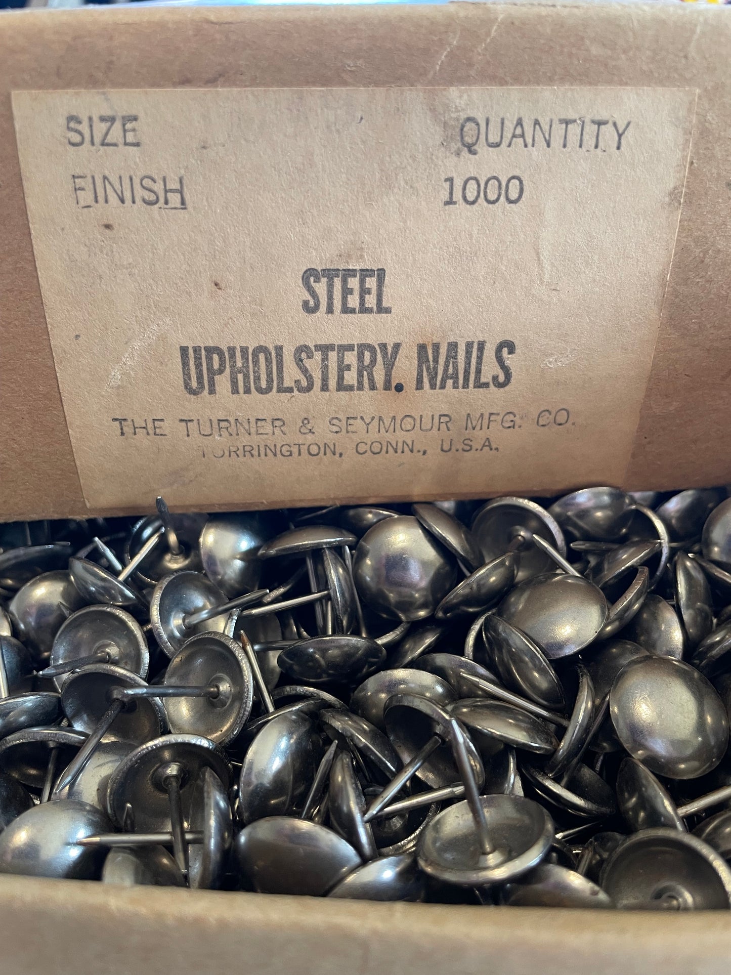 Vintage Steel Upholstery Nails • Turner & Seymour NOS • Large Domed Furniture Tacks • Made in USA