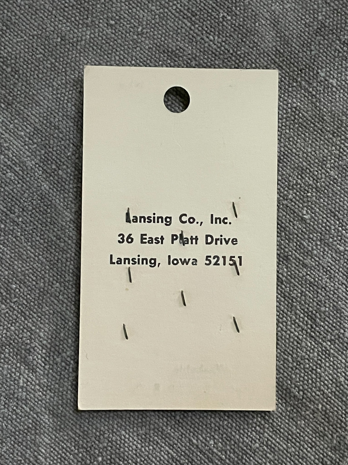 Back of original packaging card for 8 pale la petite four-hole sewing buttons, 13.5 mm, nos on card