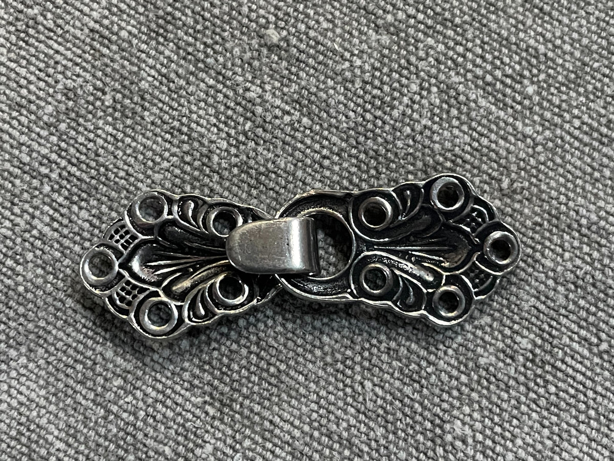 Product view of norwegian-style silver-tone sweater hook-and-loop closure, 45 mm