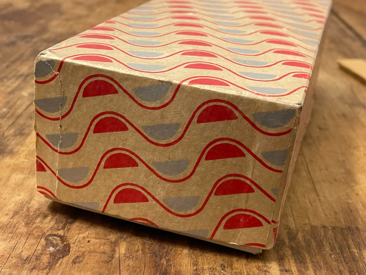 Vintage red, blue and cream geometric paper-covered presentation box