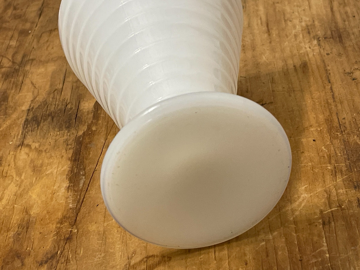 Bottom and foot of vintage white milk glass pedestal cup