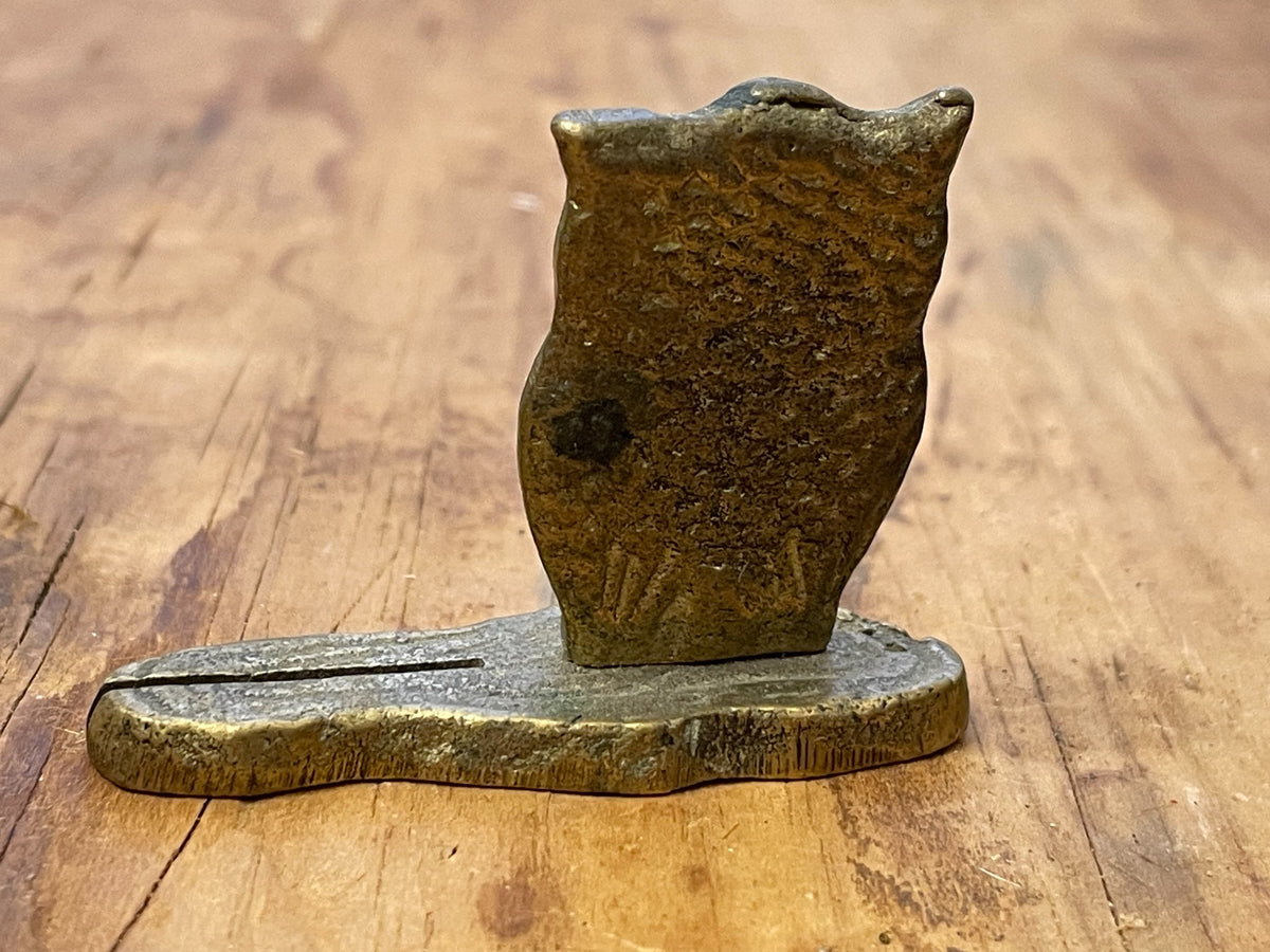 Vintage Cast-Metal Owl Business Card Holder