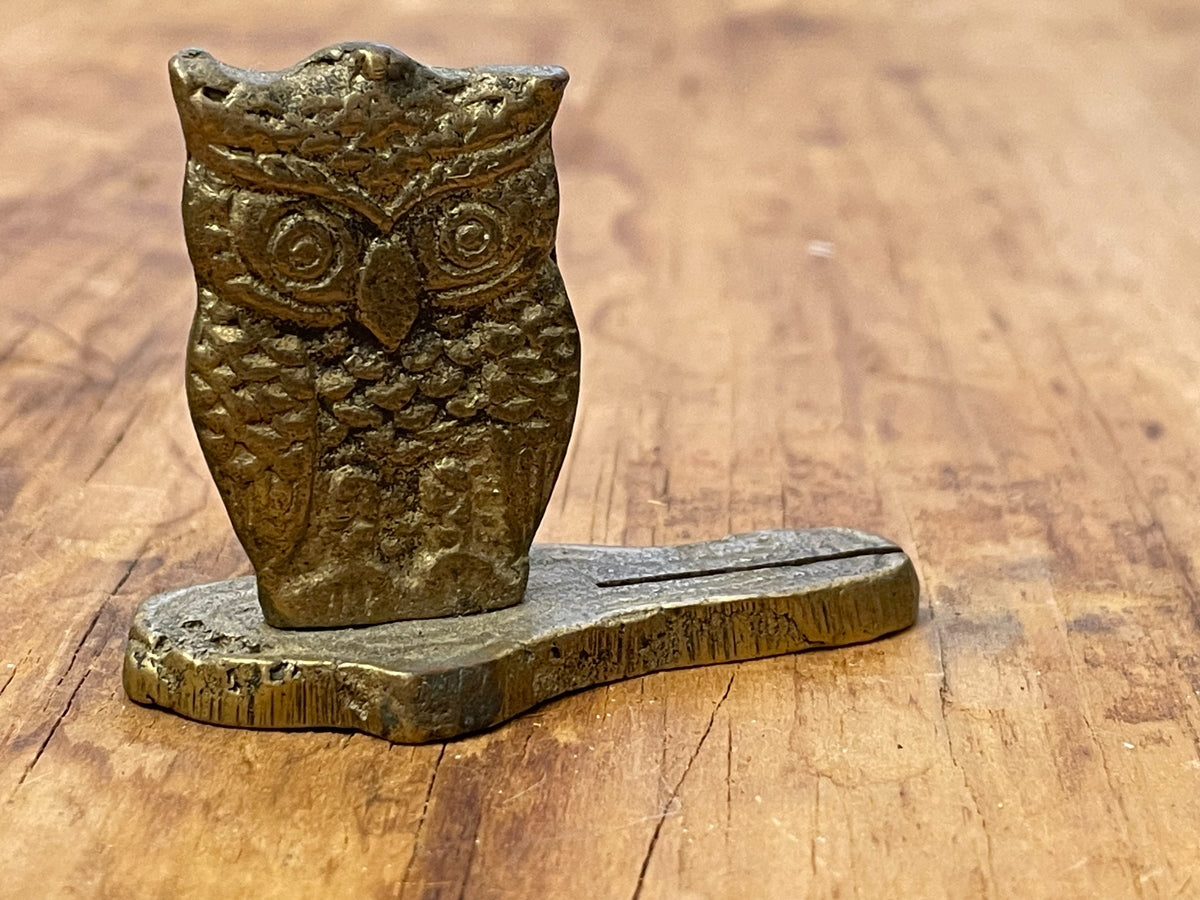 Vintage Cast-Metal Owl Business Card Holder