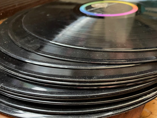 Ten old 33 records for making and displaying: vintage vinyl LPs for craft, reuse, repurpose