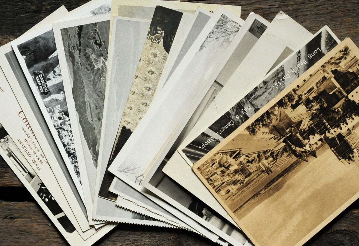 5 Vintage Unused Black & White Postcards | NOS Mystery Assortment