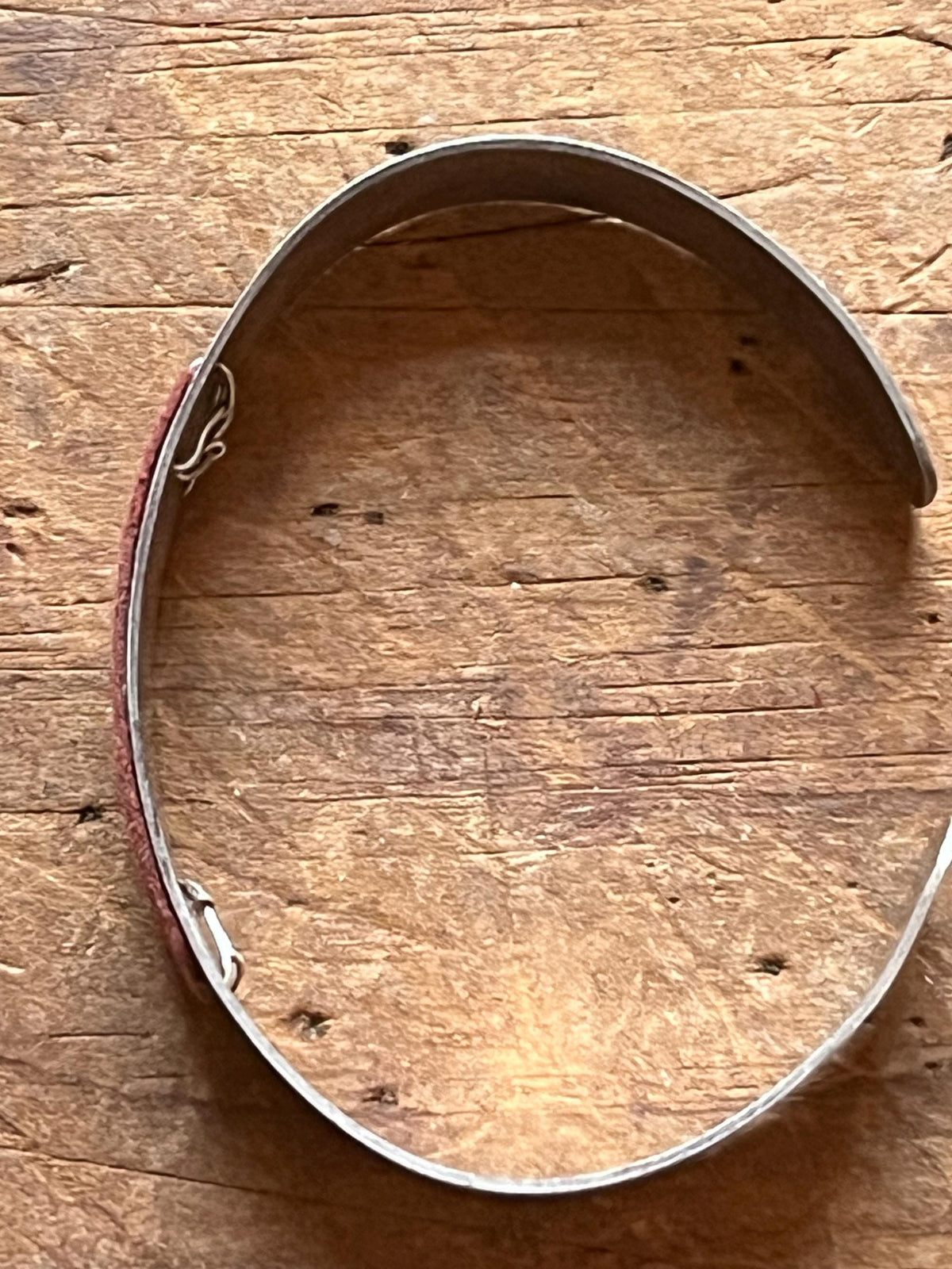 Vintage Sterling Silver Suede Cuff Bracelet | Modernist Mixed Media Studio Jewelry