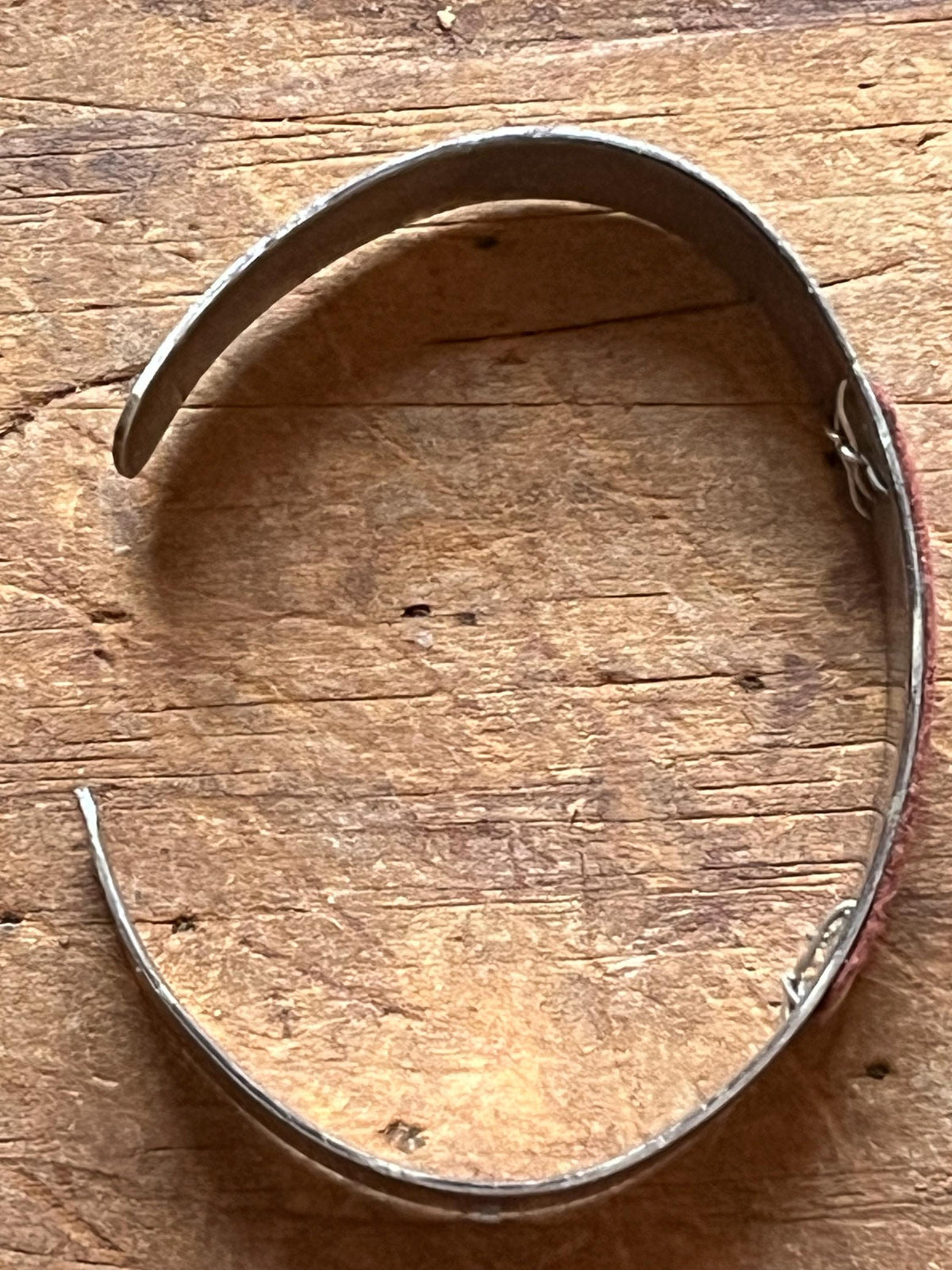Vintage Sterling Silver Suede Cuff Bracelet | Modernist Mixed Media Studio Jewelry