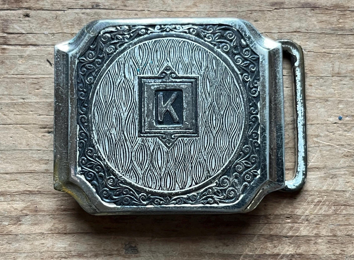 Vintage Art Deco "K" Monogram Belt Buckle – Silver Plate Lavico