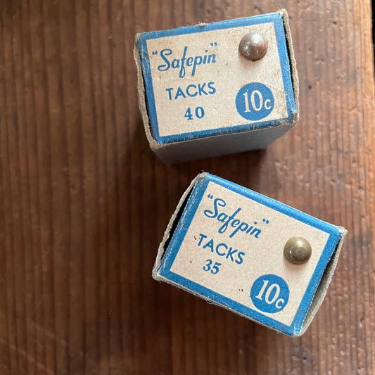 One dozen "Safepin" 5mm dome-top tacks (brass or steel)