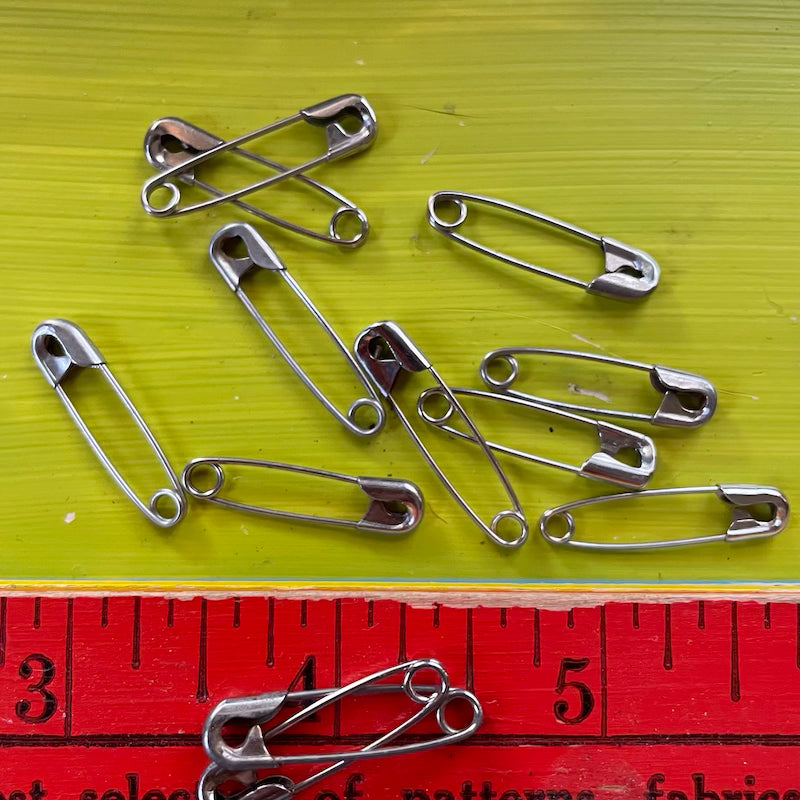 One dozen vintage, rescued metal safety pins. Choice: small, medium, large, or assorted. Secondhand sourced / ethical goods
