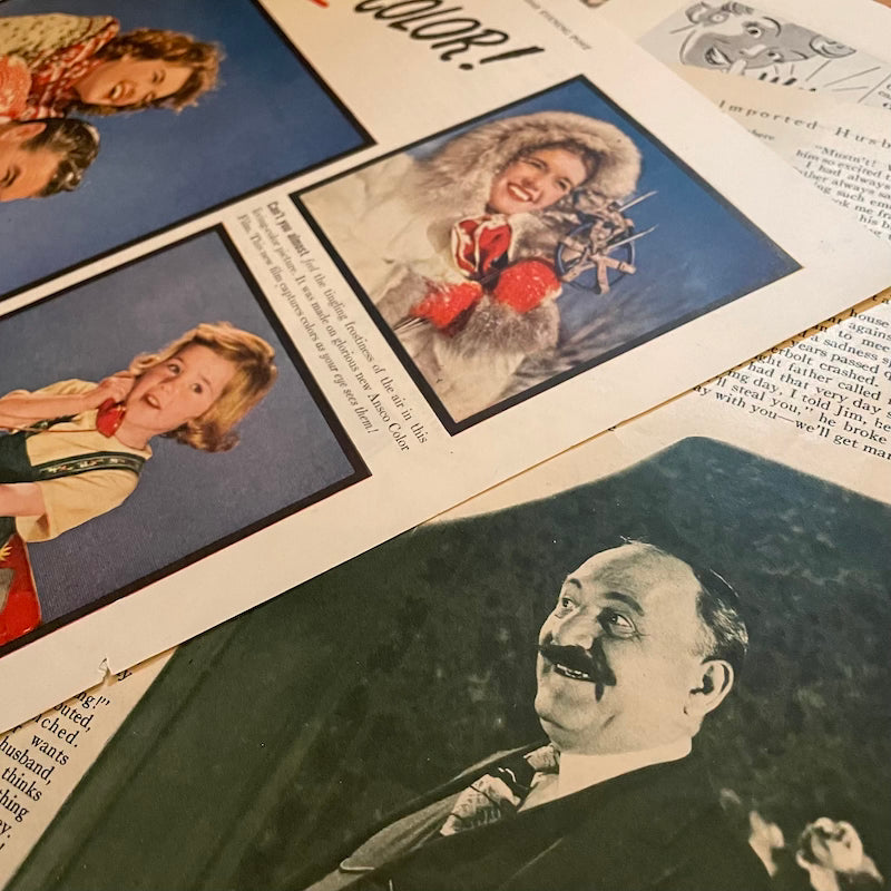 Salvaged Papers: 1/8 lb mix of true vintage magazine pages, 1930s-early 90s