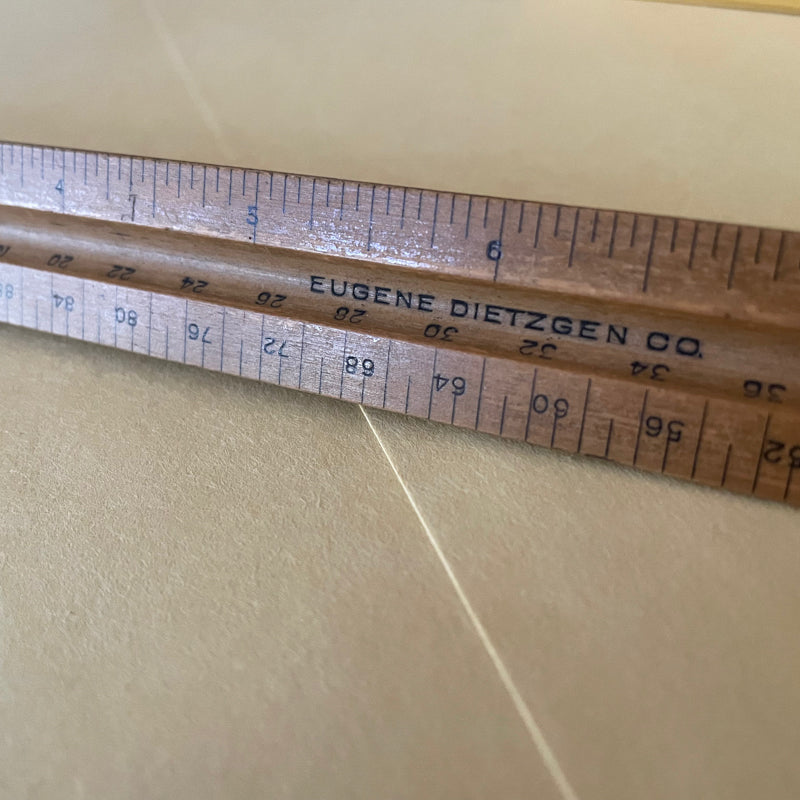 Tri scale ruler - vintage hardwood, USA made