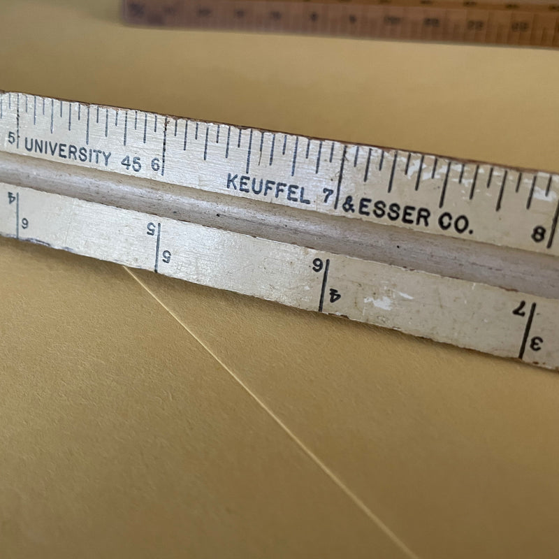 Tri scale ruler - vintage hardwood, USA made
