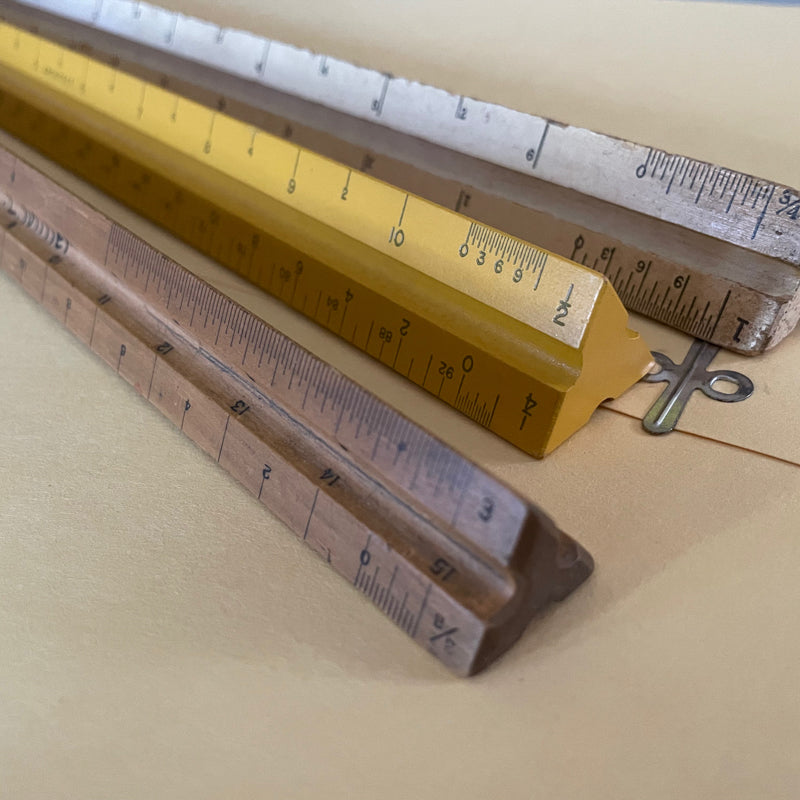 Tri scale ruler - vintage hardwood, USA made โ shopjunket