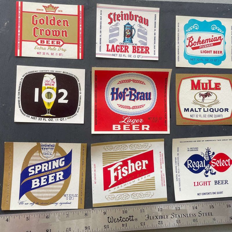 Vintage beer bottle labels
