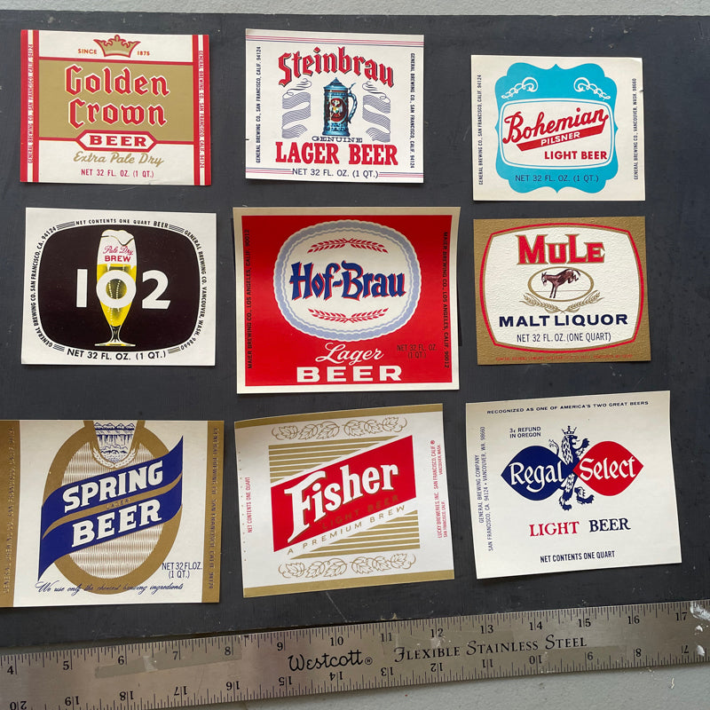 Vintage beer bottle labels