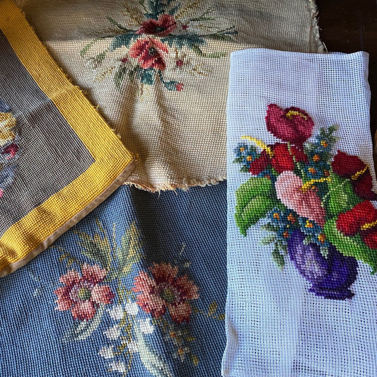 Choice: pre-worked needlepoint canvas