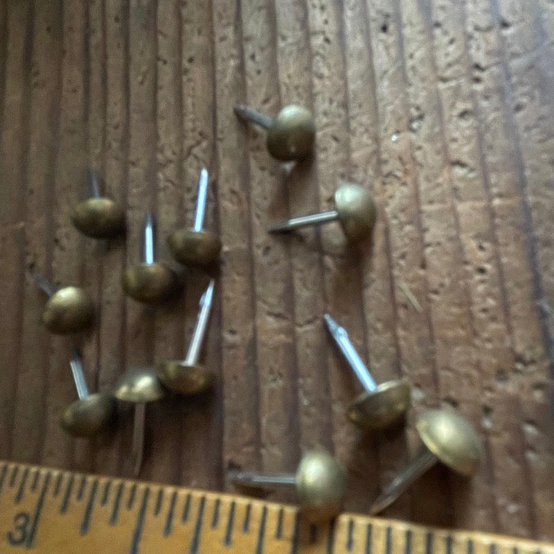 One dozen "Safepin" 5mm dome-top tacks (brass or steel)