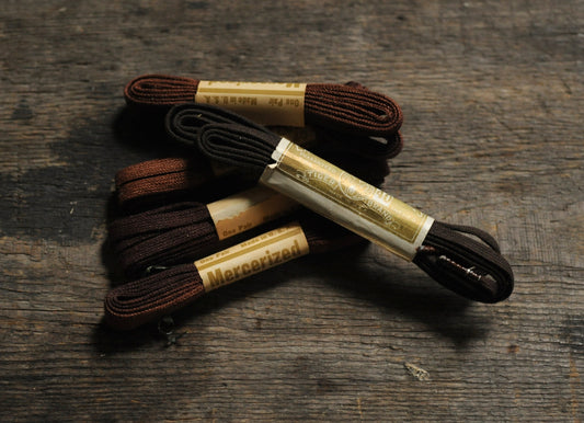Choose length & color: one pair narrow vintage cotton shoe laces 18" 27” 36” 40" in black, brown, charcoal, white, or olive drab