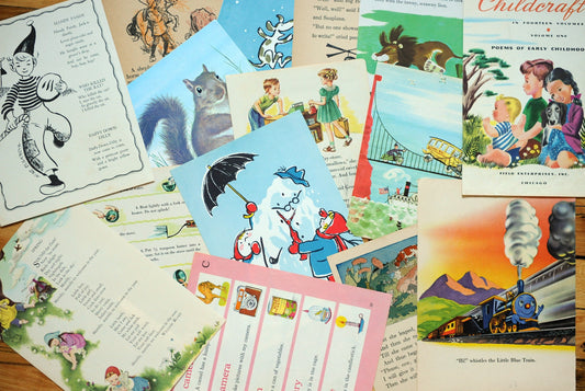 Salvaged papers: 1/8 lb mix of vintage children’s book pages