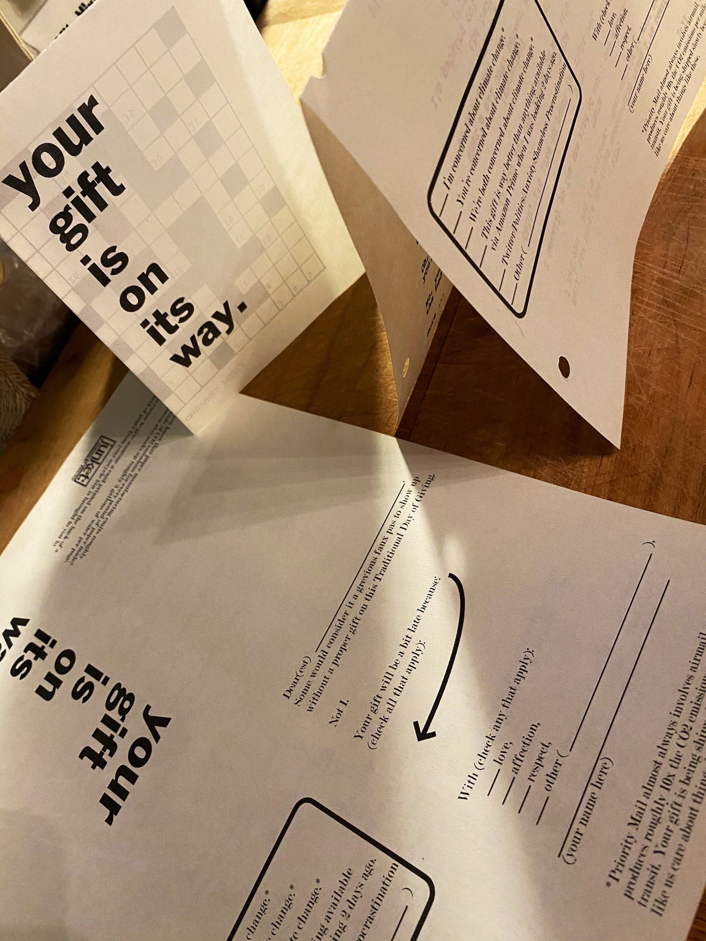 Printable card: Your gift is on its way. Supply chains be damned! Last Minute Digital Download for averting gifting shame