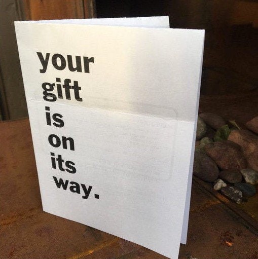 Printable card: Your gift is on its way. Supply chains be damned! Last Minute Digital Download for averting gifting shame