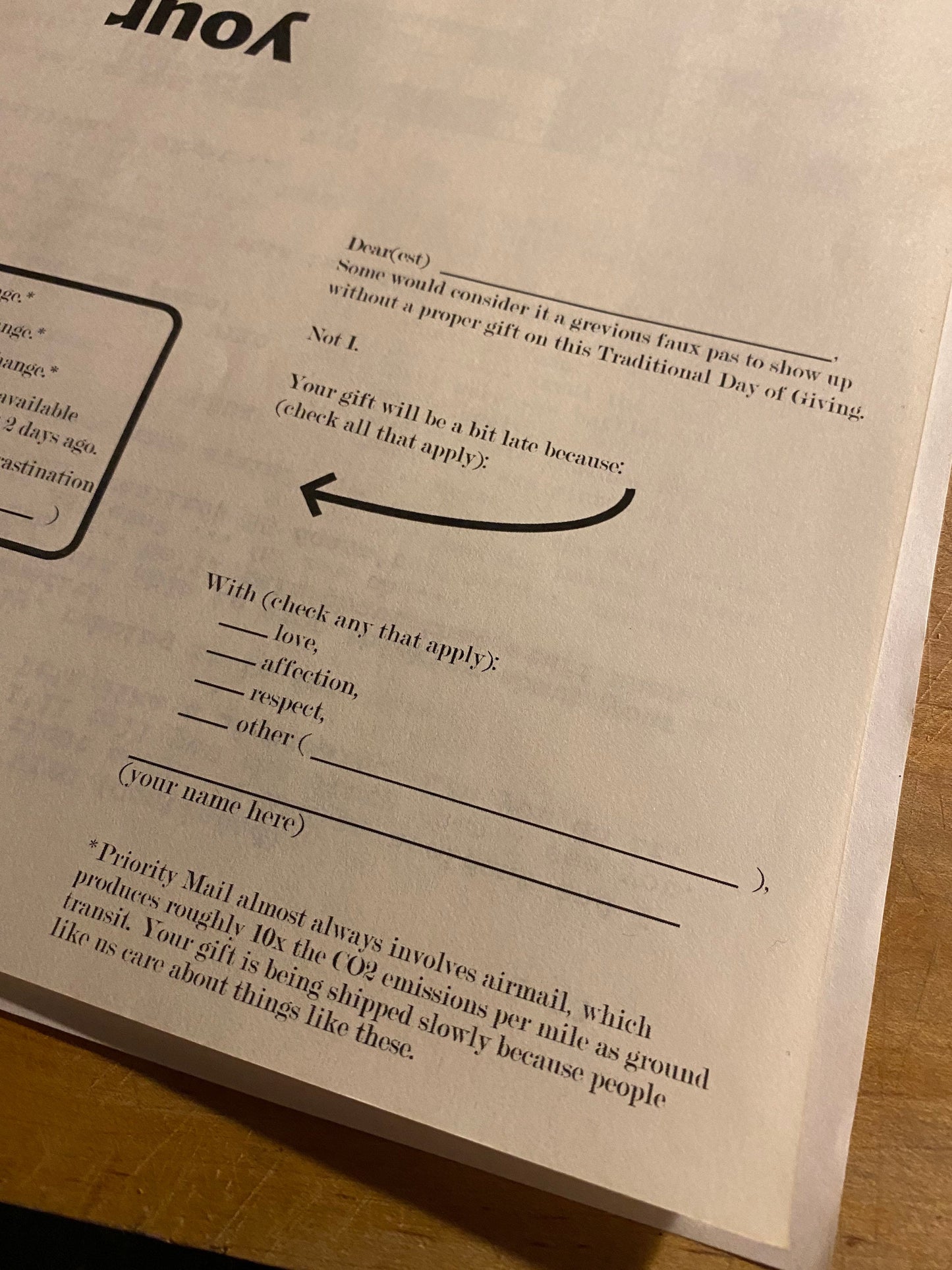 Printable card: Your gift is on its way. Supply chains be damned! Last Minute Digital Download for averting gifting shame