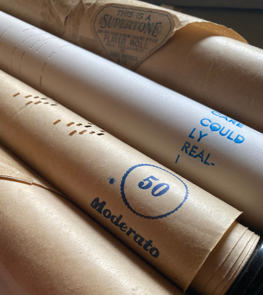 player piano roll: one roll of reclaimed vintage punch paper for art, life, packing, shipping, supply
