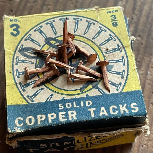 New old stock: 12 copper cut tacks